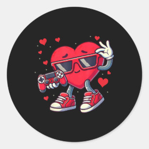 Niedlicher Valentinstag Liebe Heart Game Controlle Runder Aufkleber