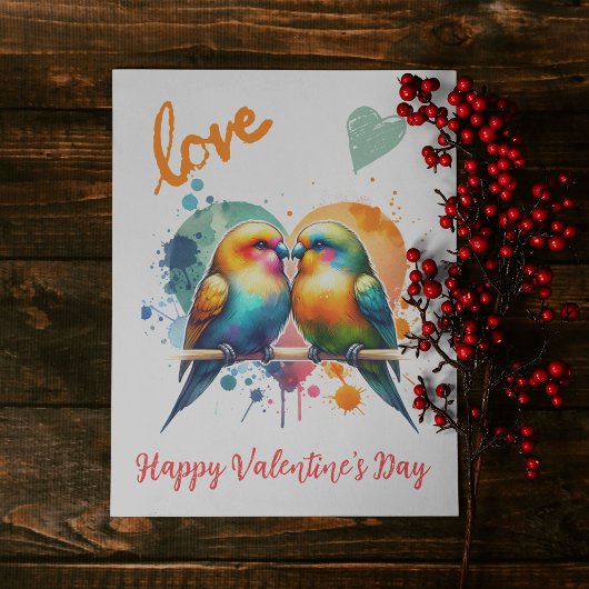 Niedlicher Valentinstag mit Livebirden Feiertagskarte