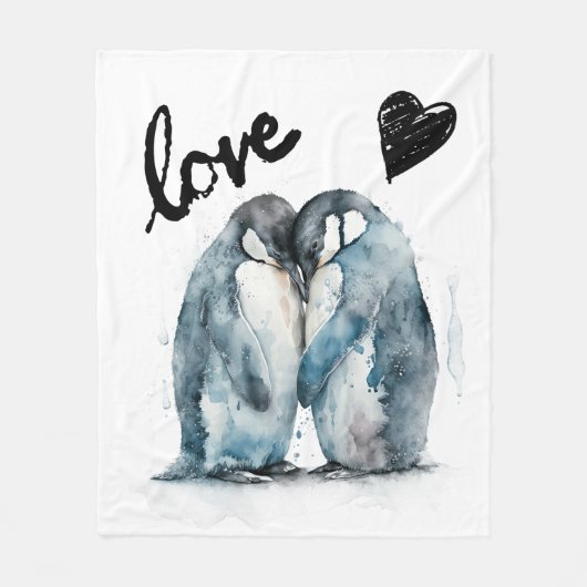 Niedlicher Valentinstag mit Pinguin-Liebe Fleecedecke (Vorderseite)