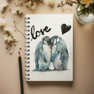 Niedlicher Valentinstag mit Pinguin-Liebe Notizblock