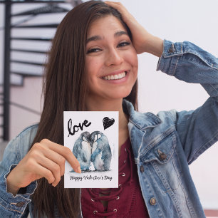 Niedlicher Valentinstag mit Pinguin-Liebe Postkarte