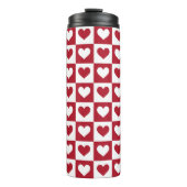 Niedlicher Valentinstag mit roten karierten Herzen Thermosbecher (Vorderseite)
