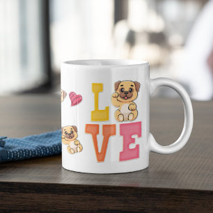 Niedlicher Valentinstag Mops Haustier Leber Gesche Kaffeetasse