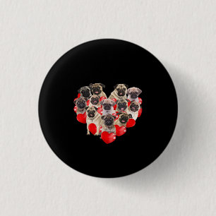 Niedlicher Valentinstag Mops Hund Herz Welpe Button