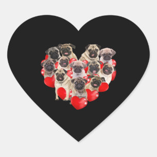 Niedlicher Valentinstag Mops Hund Herz Welpe Herz-Aufkleber
