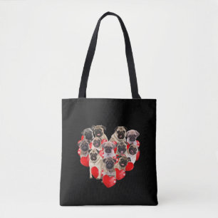 Niedlicher Valentinstag Mops Hund Herz Welpe Tasche