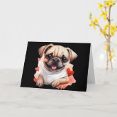 Niedlicher Valentinstag Mops Karte (Gelbe Blume)