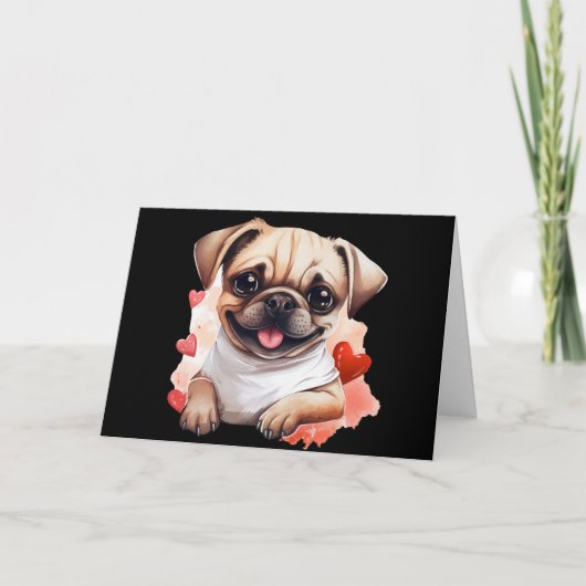 Niedlicher Valentinstag Mops Karte (Vorderseite)