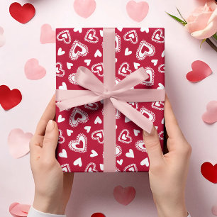 Niedlicher Valentinstag Muster des roten Herzens Geschenkpapier