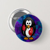 Niedlicher Valentinstag Pinguin Sonniger Cartoon Button (Vorne & Hinten)