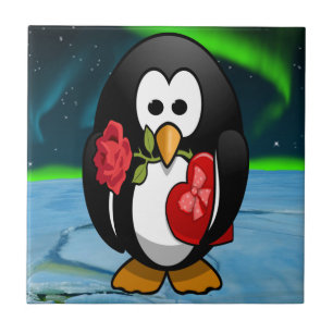 Niedlicher Valentinstag Pinguin Sonniger Cartoon Fliese