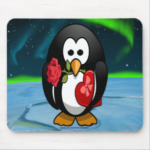 Niedlicher Valentinstag Pinguin Sonniger Cartoon Mousepad