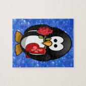 Niedlicher Valentinstag Pinguin Sonniger Cartoon Puzzle (Horizontal)