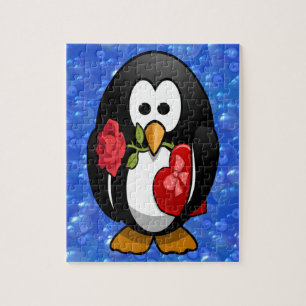 Niedlicher Valentinstag Pinguin Sonniger Cartoon Puzzle