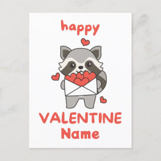 Niedlicher Valentinstag Raccoon Postkarte