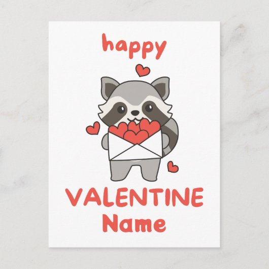 Niedlicher Valentinstag Raccoon Postkarte (Vorderseite)