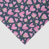 Niedlicher Valentinstag, rosa Herz, florales Muste Seidenpapier (Ausschnitt)