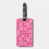 Niedlicher Valentinstag Rosa Herz und Blume Muster Gepäckanhänger (Rückseite vertikal)