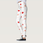 Niedlicher Valentinstag Rosa und Rote Herzsaite Leggings (Links)
