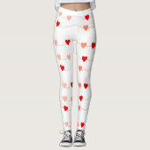 Niedlicher Valentinstag Rosa und Rote Herzsaite Leggings (Vorderseite)