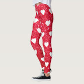 Niedlicher Valentinstag Rotes Herz Leggings (Links)