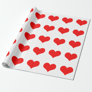 Niedlicher Valentinstag  Rotes Herz Weißes Farbtup Geschenkpapier