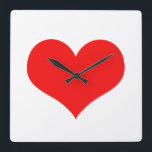 Niedlicher Valentinstag  Rotes Herz Weißes Farbtup Quadratische Wanduhr<br><div class="desc">Gedruckt mit einem großen roten Herzmuster in massivem weißem Hintergrund.</div>