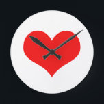 Niedlicher Valentinstag Rotes Herz Weißes Farbtup Runde Wanduhr<br><div class="desc">Gedruckt mit einem großen roten Herzmuster in massivem weißem Hintergrund.</div>
