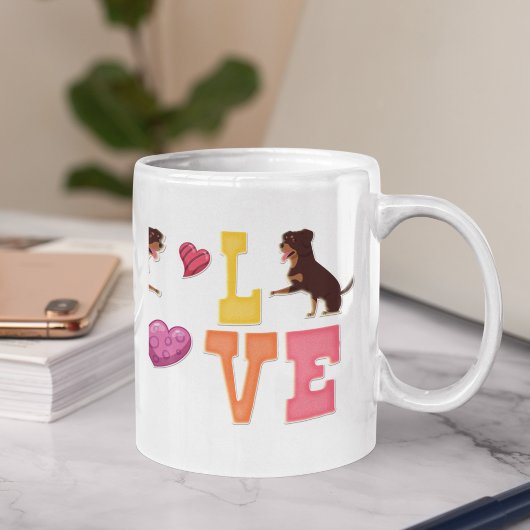 Niedlicher Valentinstag Rottweilers züchten Lover- Kaffeetasse