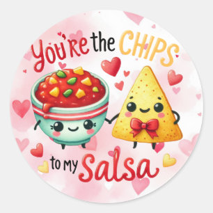 Niedlicher Valentinstag Salsa zu meinen Chips Runder Aufkleber