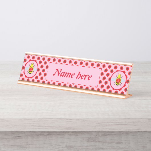 Niedlicher Valentinstag Schreibtischnamensplakette (Vorderseite )