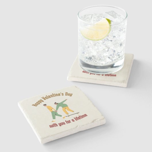 Niedlicher Valentinstag Steinuntersetzer (Seitenansicht)