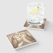 Niedlicher Valentinstag Steinuntersetzer (Seitenansicht)