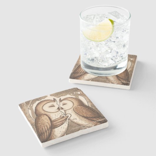 Niedlicher Valentinstag Steinuntersetzer (Seitenansicht)