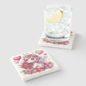 Niedlicher Valentinstag Steinuntersetzer (Seitenansicht)