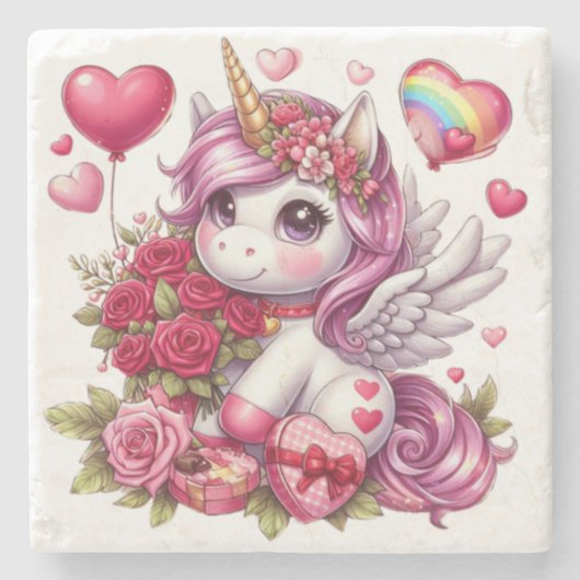 Niedlicher Valentinstag Steinuntersetzer (Vorderseite)