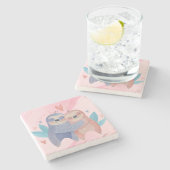 Niedlicher Valentinstag Steinuntersetzer (Seitenansicht)