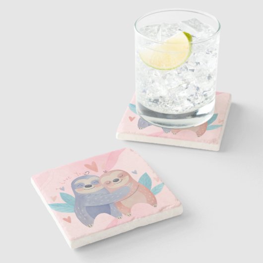 Niedlicher Valentinstag Stone Untersetzer (Seitenansicht)