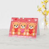 Niedlicher Valentinstag Teddy Bär Herz Rosa Rot Karte (Gelbe Blume)
