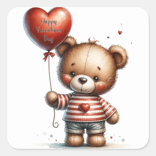 Niedlicher Valentinstag Teddy Bär Sticker (Vorderseite)