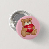 Niedlicher Valentinstag Teddybär Button (Vorne & Hinten)