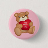 Niedlicher Valentinstag Teddybär Button (Vorderseite)