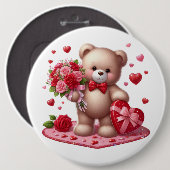 Niedlicher Valentinstag Teddybär Button (Vorne & Hinten)