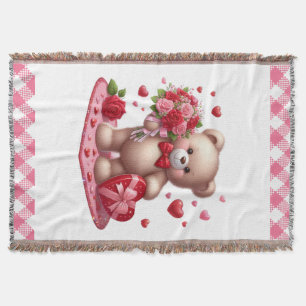 Niedlicher Valentinstag Teddybär Decke