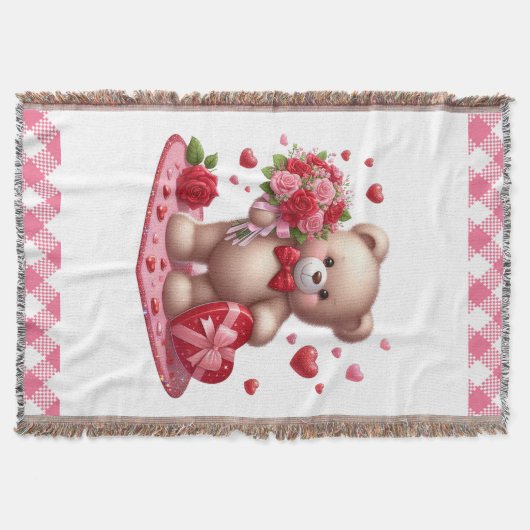 Niedlicher Valentinstag Teddybär Decke (Vorderseite)