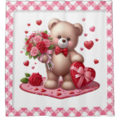 Niedlicher Valentinstag Teddybär Duschvorhang (Vorderseite)