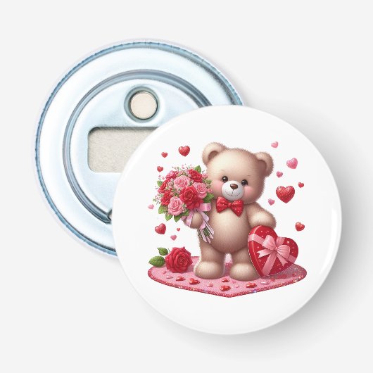 Niedlicher Valentinstag Teddybär Flaschenöffner (Vorderseite)