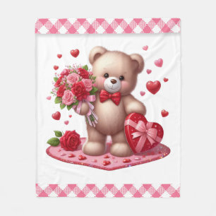 Niedlicher Valentinstag Teddybär Fleecedecke