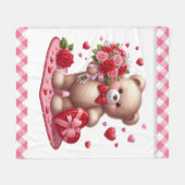 Niedlicher Valentinstag Teddybär Fleecedecke (Vorderseite (Horizontal))