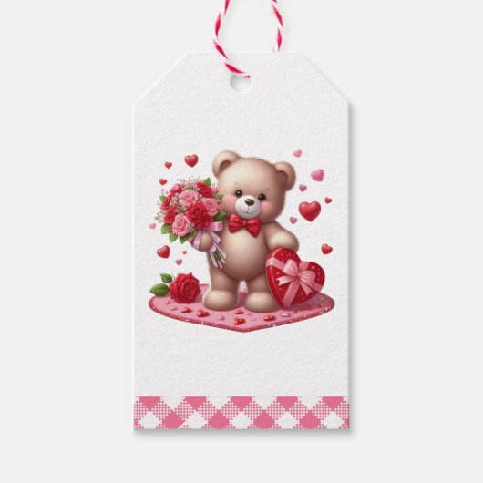 Niedlicher Valentinstag Teddybär Geschenkanhänger (Vorderseite)